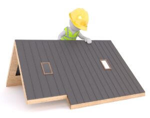 Animated image of roofer laying lead roof